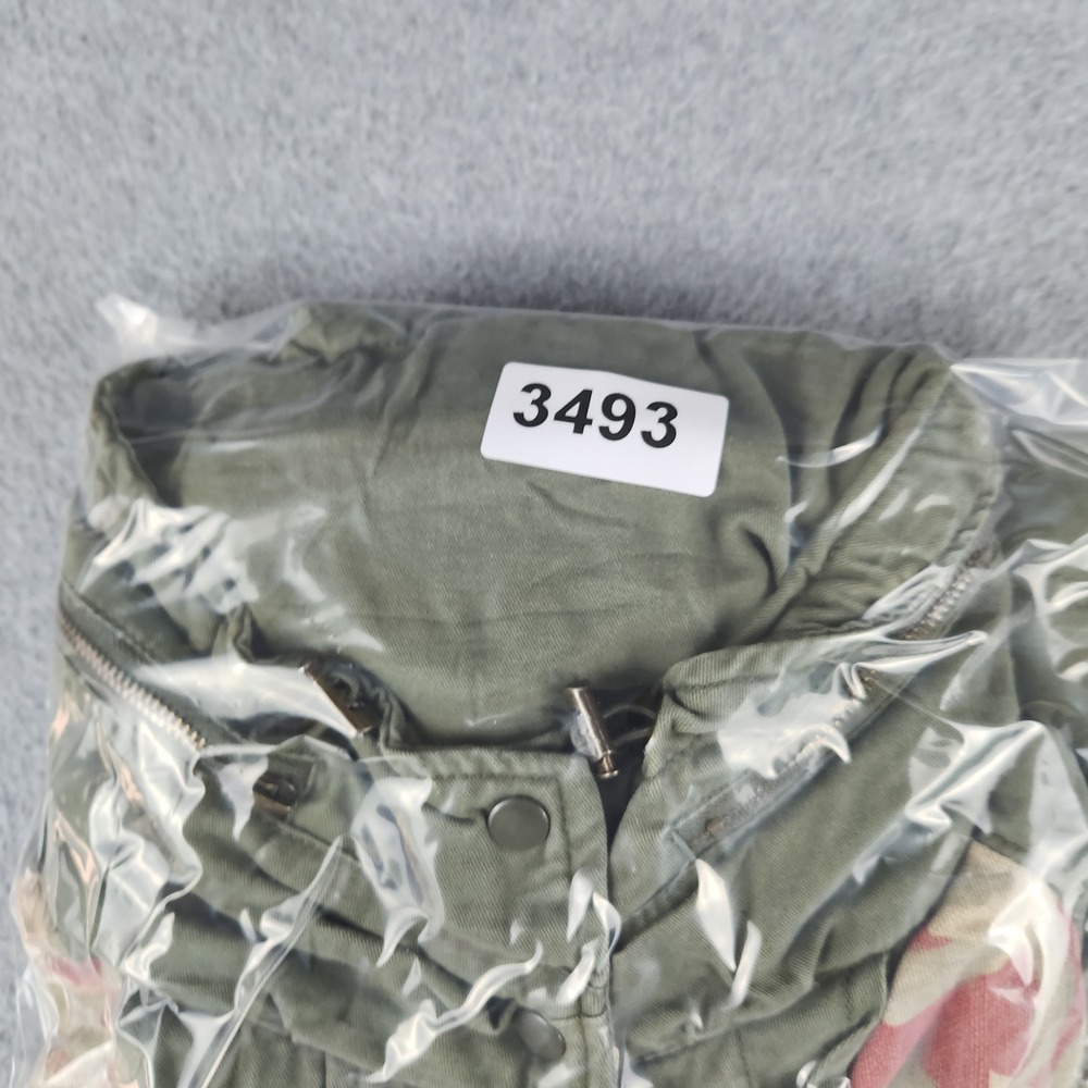Jolt Jacket Womens Small Green Cotton Floral Tapestry Utility Military Full Zip - Picture 11 of 11